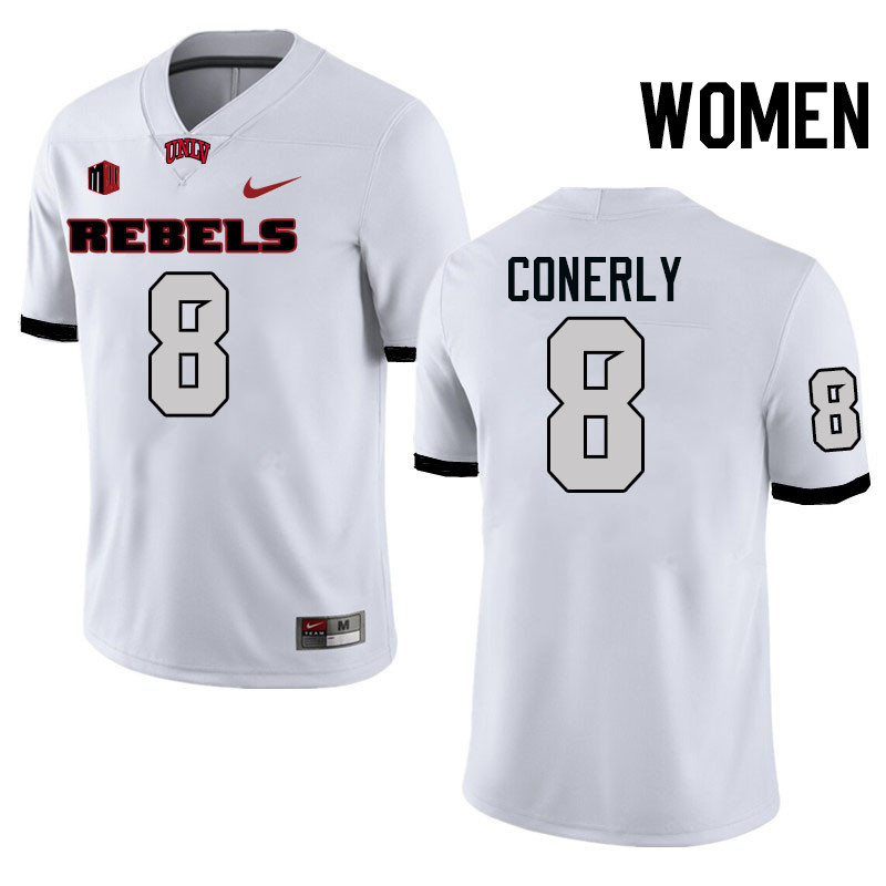 Women #8 Timothy Conerly UNLV Rebels College Football Jerseys Stitched-White